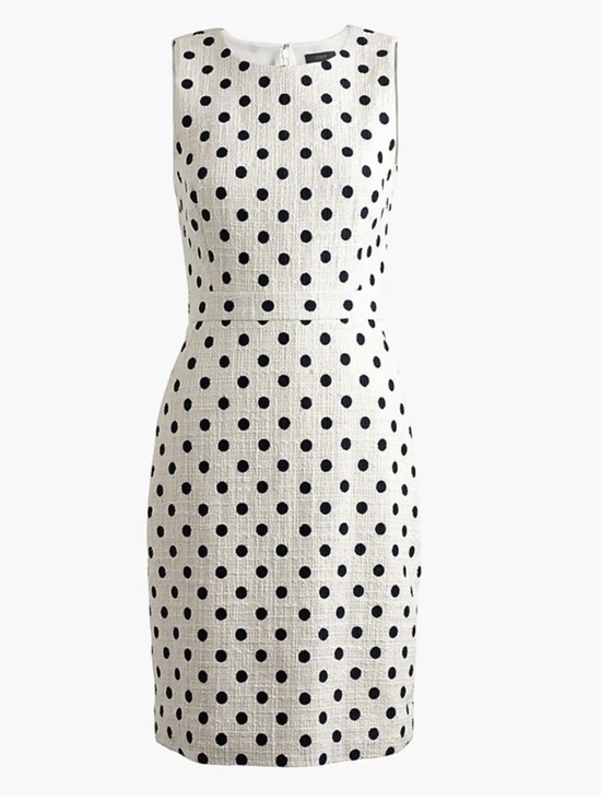 J. Crew Dresses & Skirts - J.Crew White Black Polka Dot Textured Sheath Dress Size 6